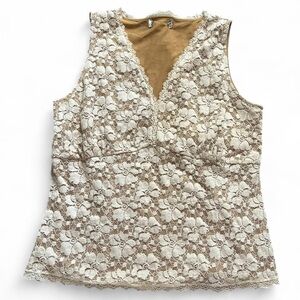 Kathleen Kirkwood Cream Lace V-Neck Babydoll Top